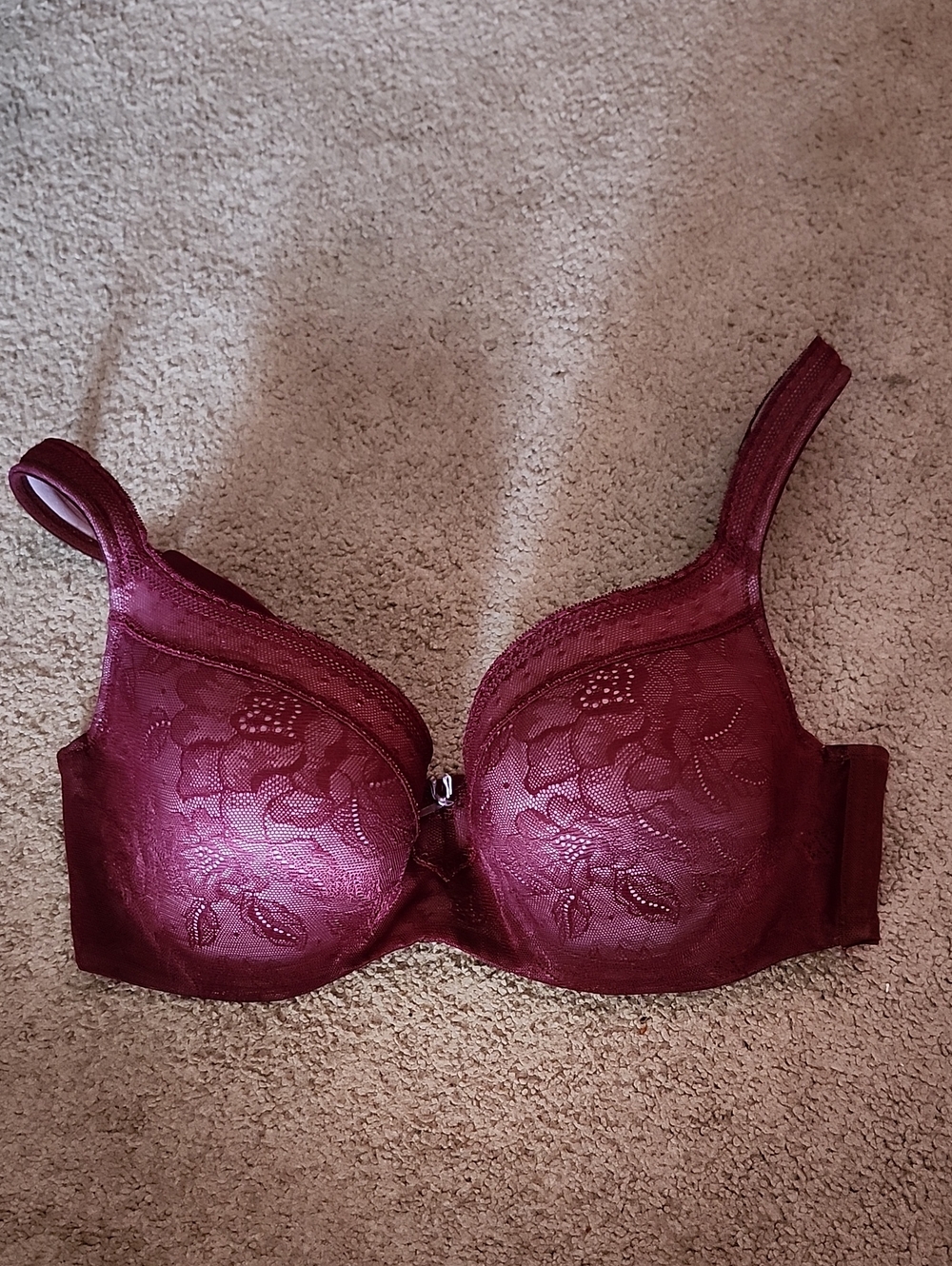 Cacique Lace Underwire Balconette Bra in Burgundy
